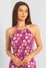 Smocked Waist Floral Printed Playsuit