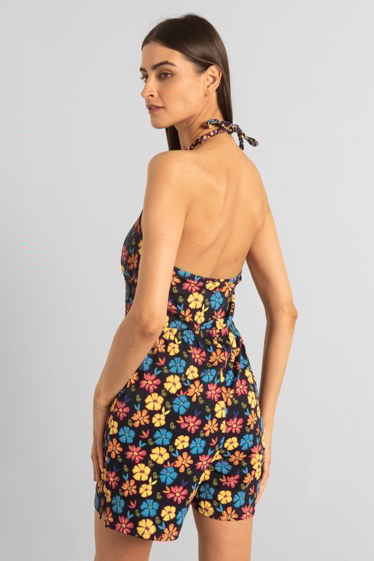 Smocked Waist Floral Printed Playsuit