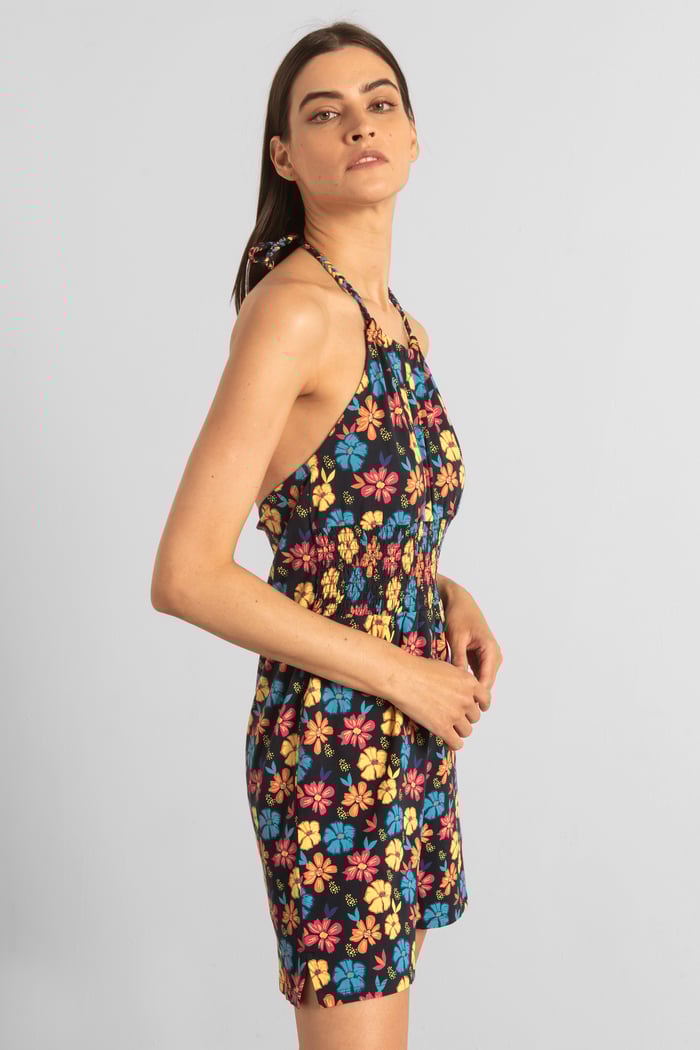 Smocked Waist Floral Printed Playsuit