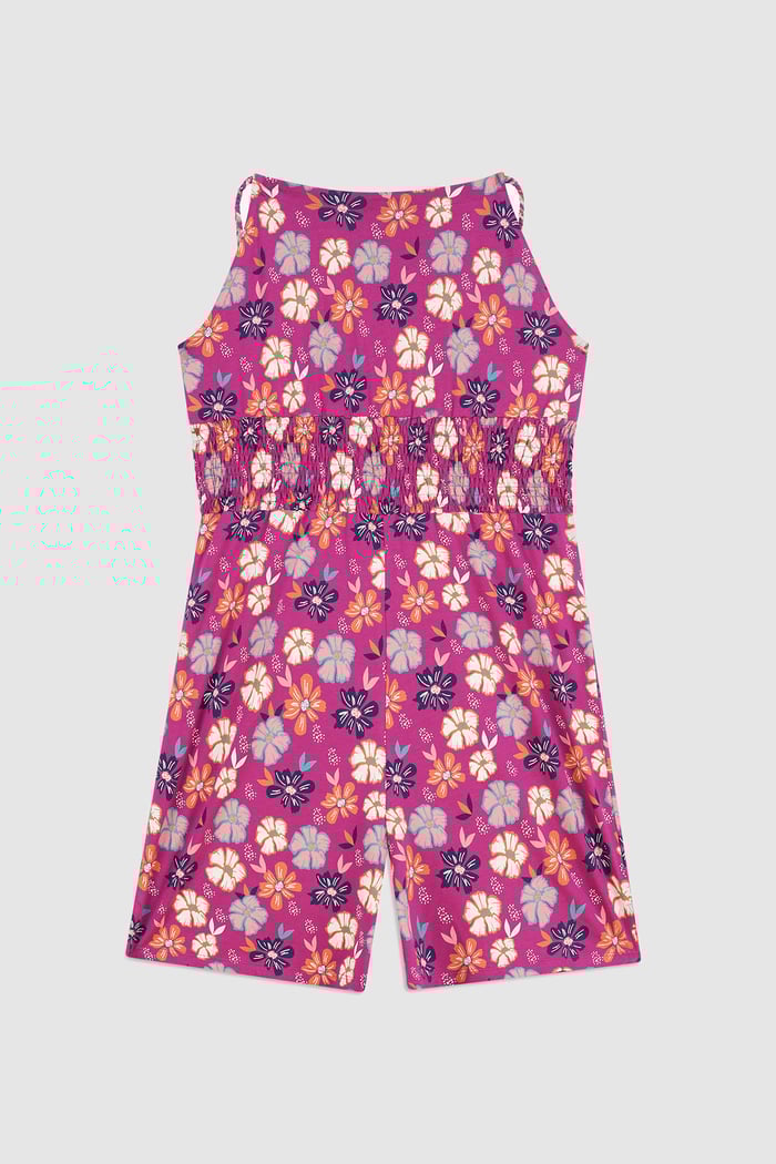 Smocked Waist Floral Printed Playsuit