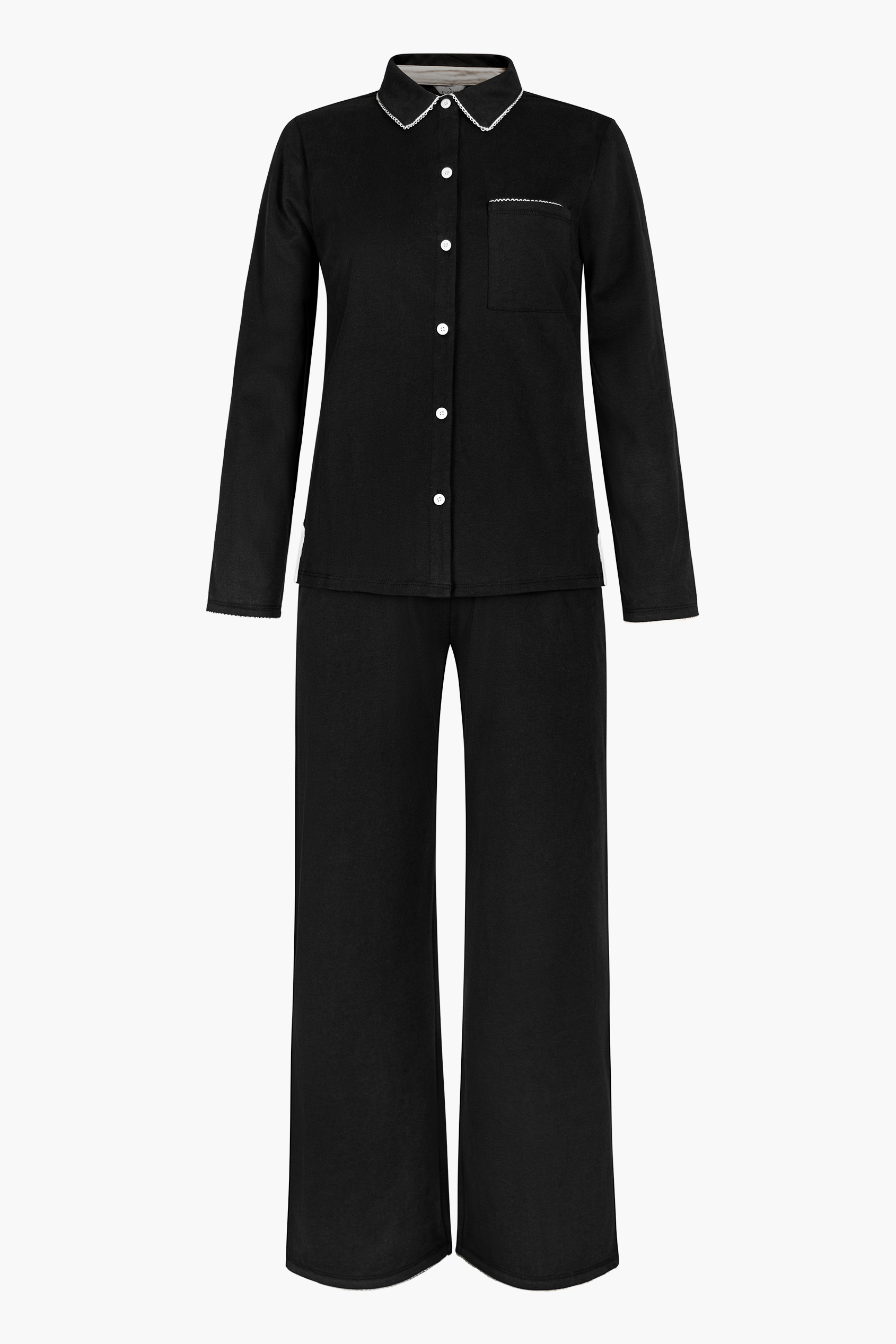 100% Cotton Solid Long Sleeve Shirt and Trouser Set