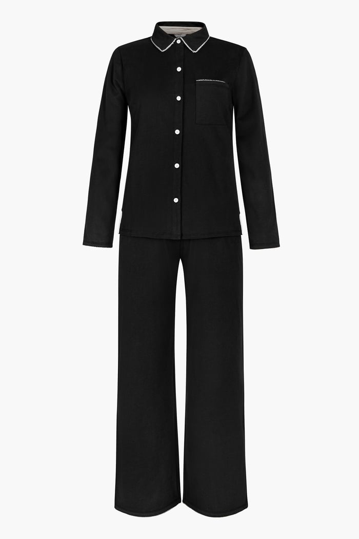 100% Cotton Solid Long Sleeve Shirt and Trouser Set