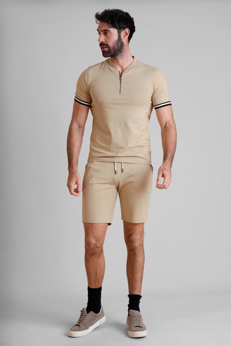 Men's Beige Jersey T-Shirt & Shorts Lounge Set