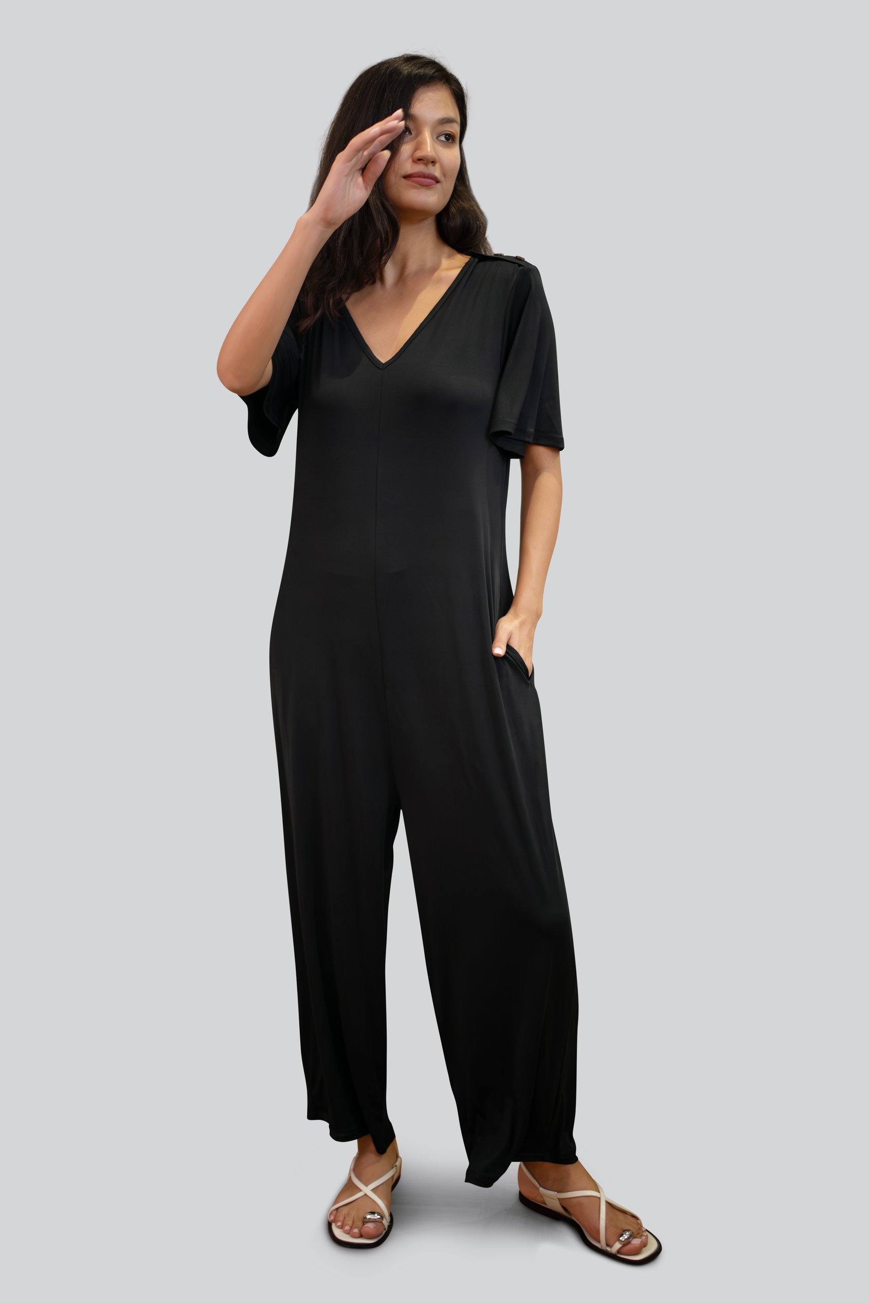 Ankle Length Wide Leg Jumpsuit