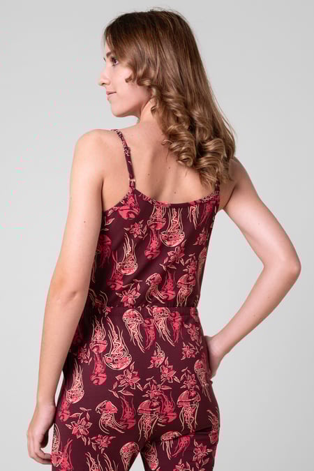 Women's Red Slim Fit Cami Jumpsuit