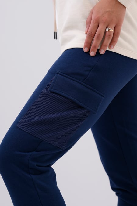 Womens Navy Jersey Utility Trouser