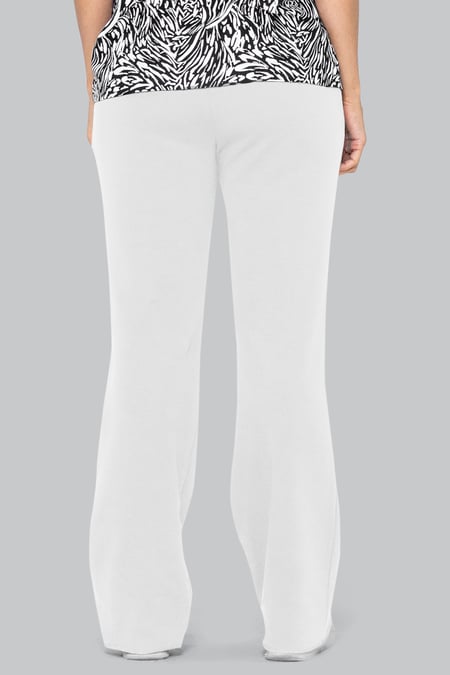 White Pin Tuck Front Jersey Trousers