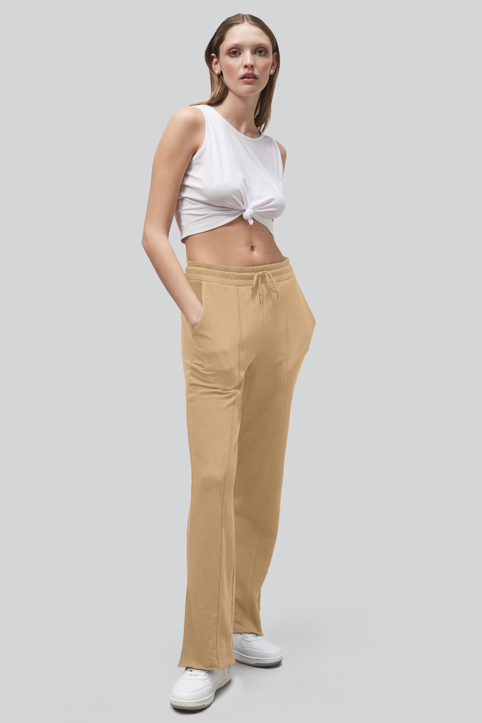 Pin Tuck Front Jersey Trousers