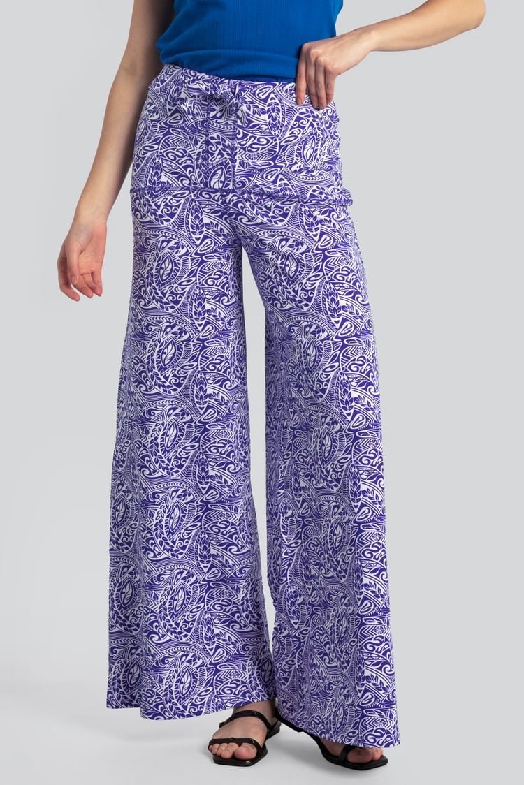 Womens Paisley Printed Wide Leg Trouser