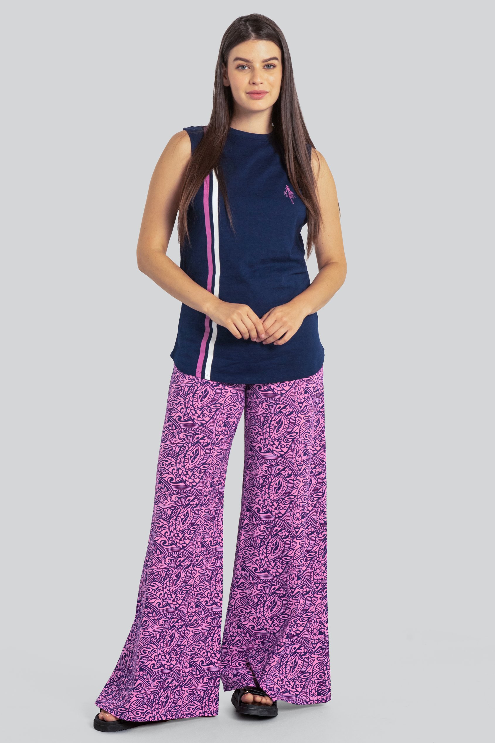 Womens Paisley Printed Wide Leg Trouser