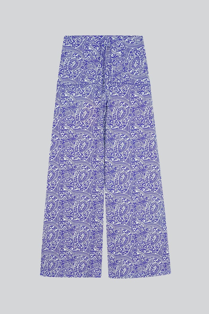Womens Paisley Printed Wide Leg Trouser