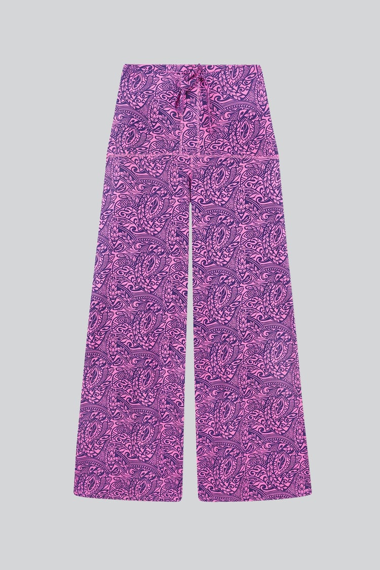 Womens Paisley Printed Wide Leg Trouser
