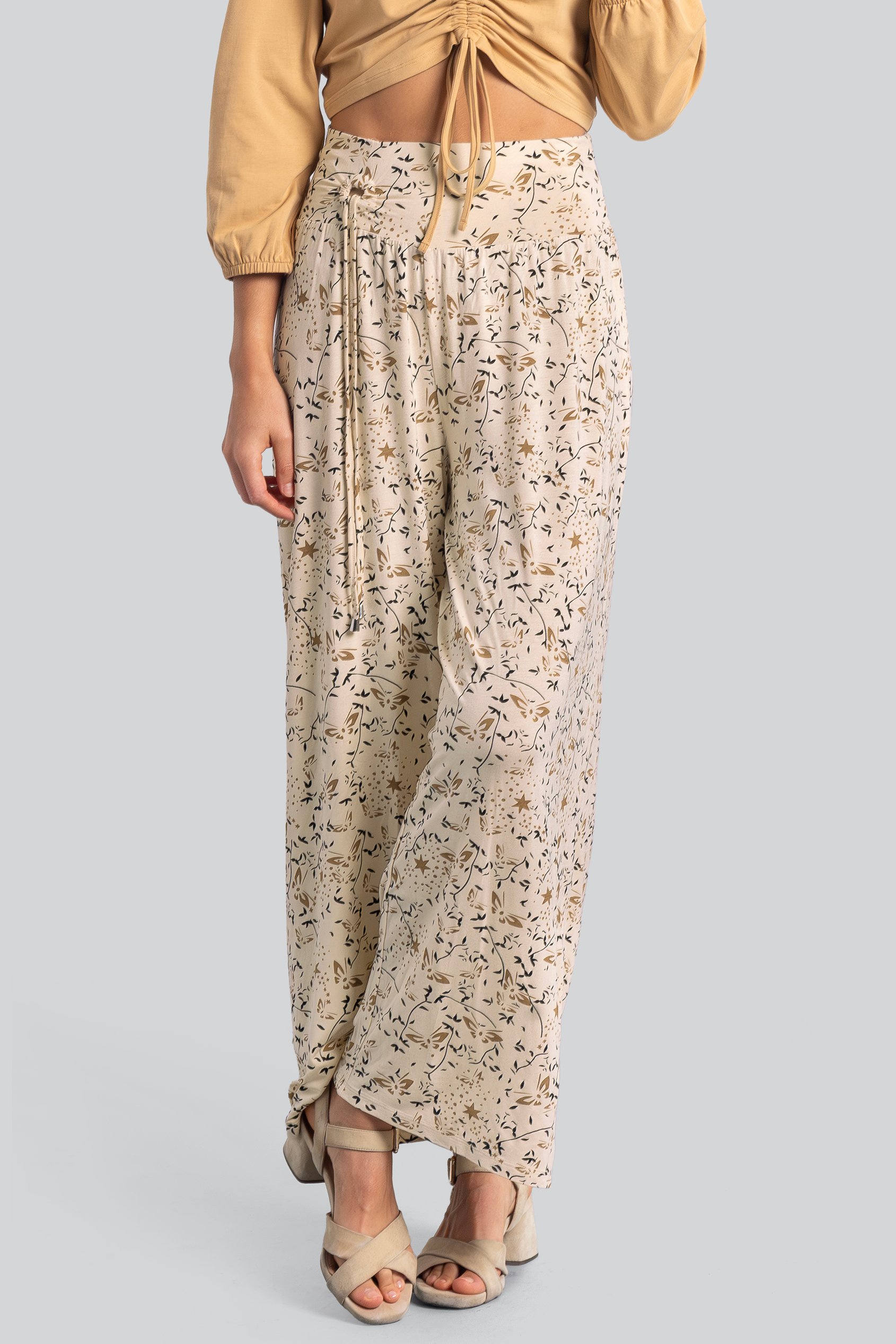 Womens Printed Wide Leg  Jersey Trousers