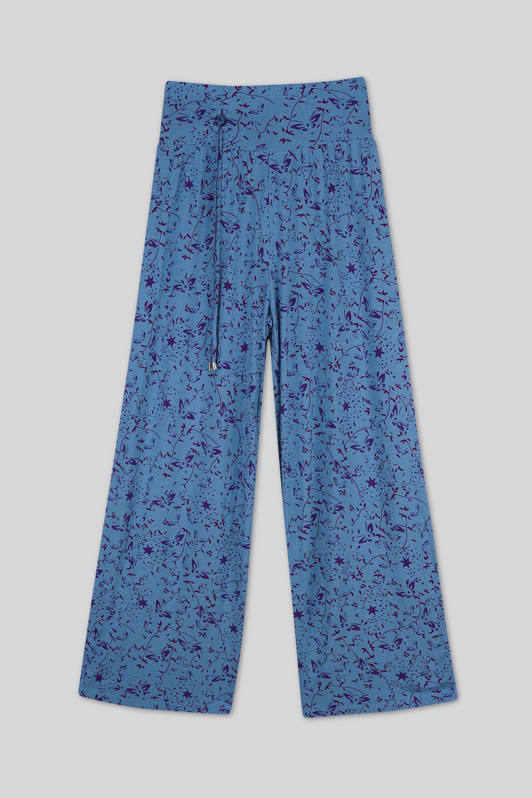 Womens Printed Wide Leg  Jersey Trousers