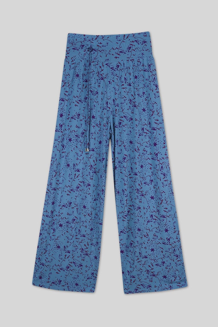 Womens Printed Wide Leg  Jersey Trousers