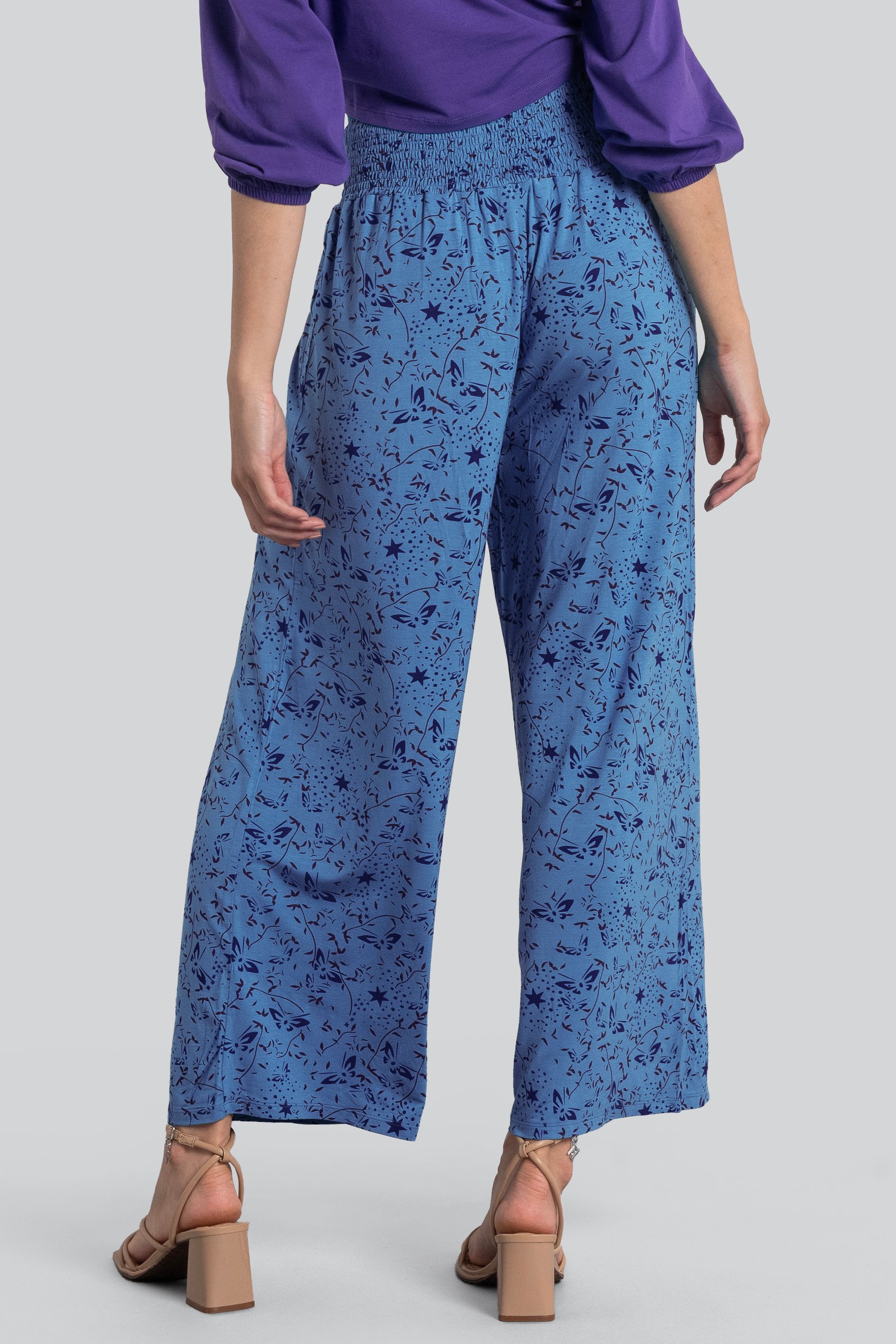 Womens Printed Wide Leg  Jersey Trousers