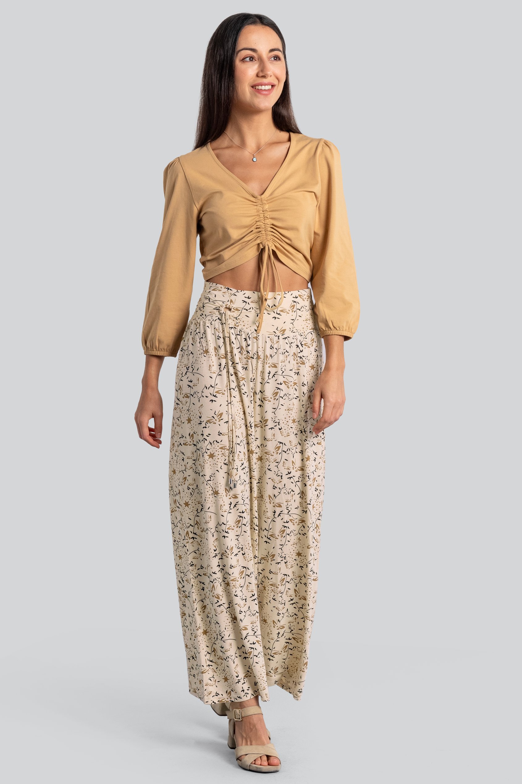 Womens Printed Wide Leg  Jersey Trousers