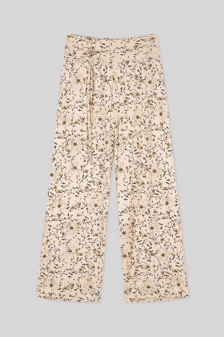 Womens Printed Wide Leg  Jersey Trousers