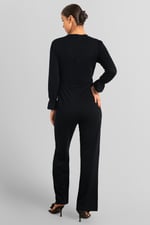 Women Long Sleeve Wrap Jumpsuit