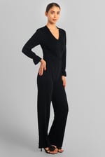 Women Long Sleeve Wrap Jumpsuit