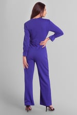 Women Long Sleeve Wrap Jumpsuit