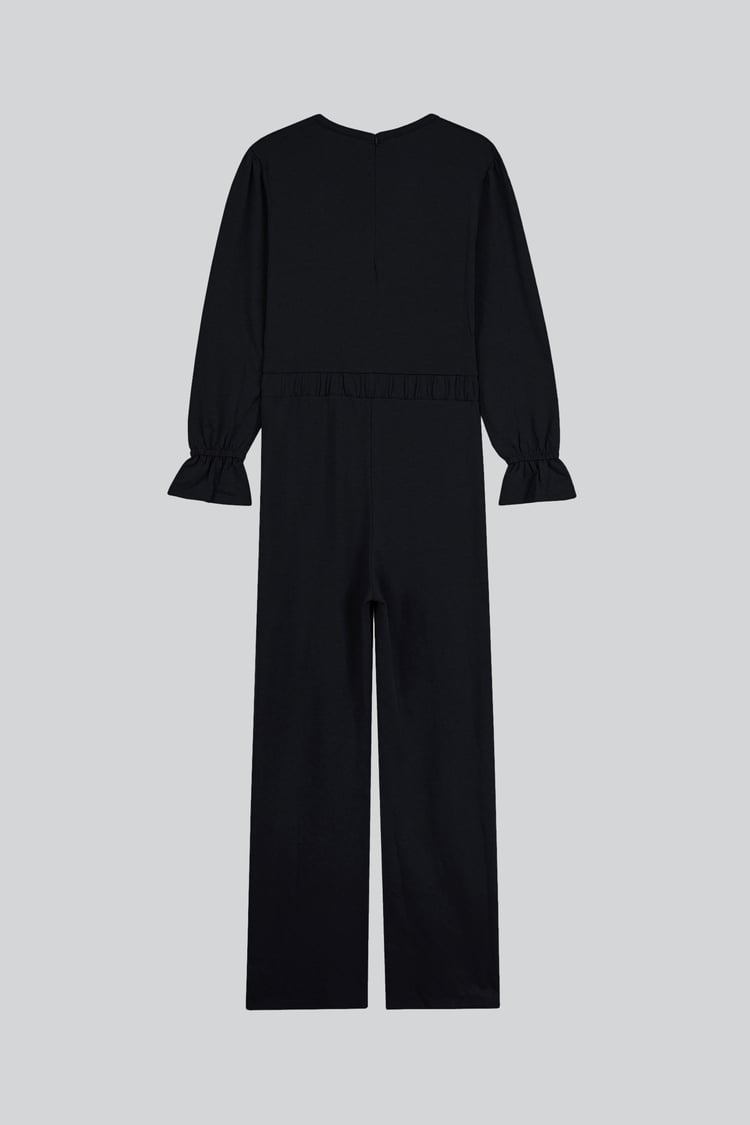 Women Long Sleeve Wrap Jumpsuit