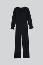 Women Long Sleeve Wrap Jumpsuit