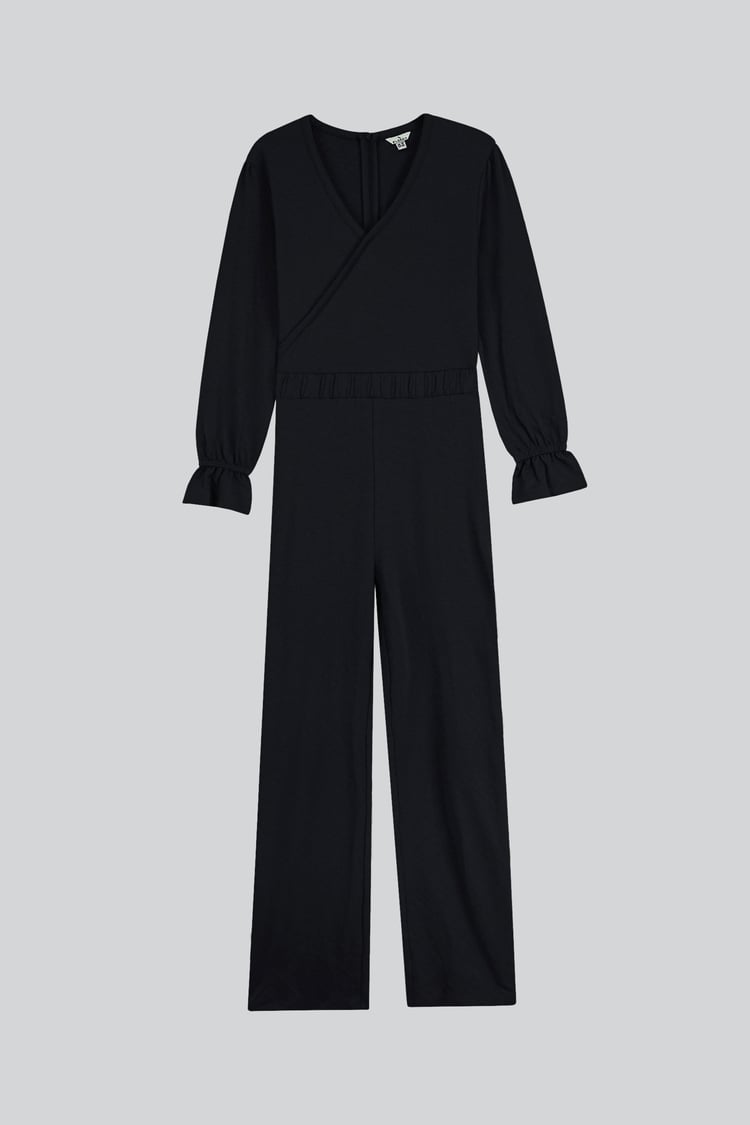 Women Long Sleeve Wrap Jumpsuit