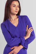 Women Long Sleeve Wrap Jumpsuit