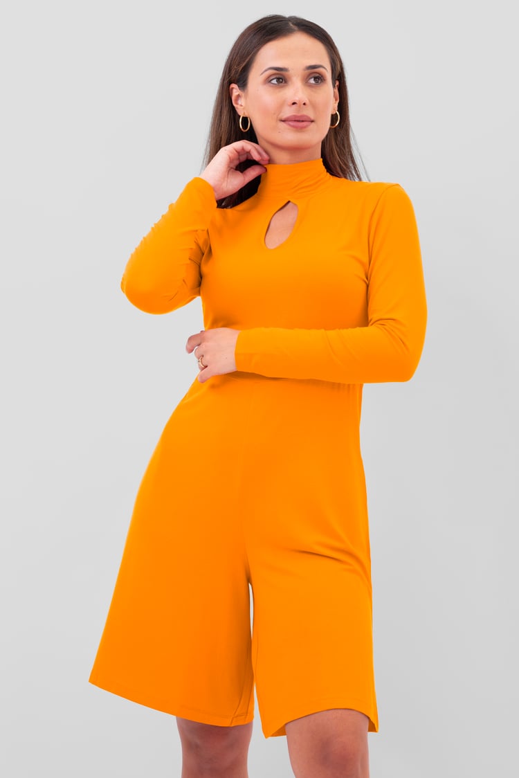 Womens High Neck Long Sleeve Playsuit