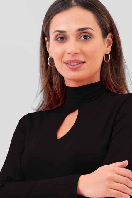 Womens Black High Neck Long Sleeve Playsuit