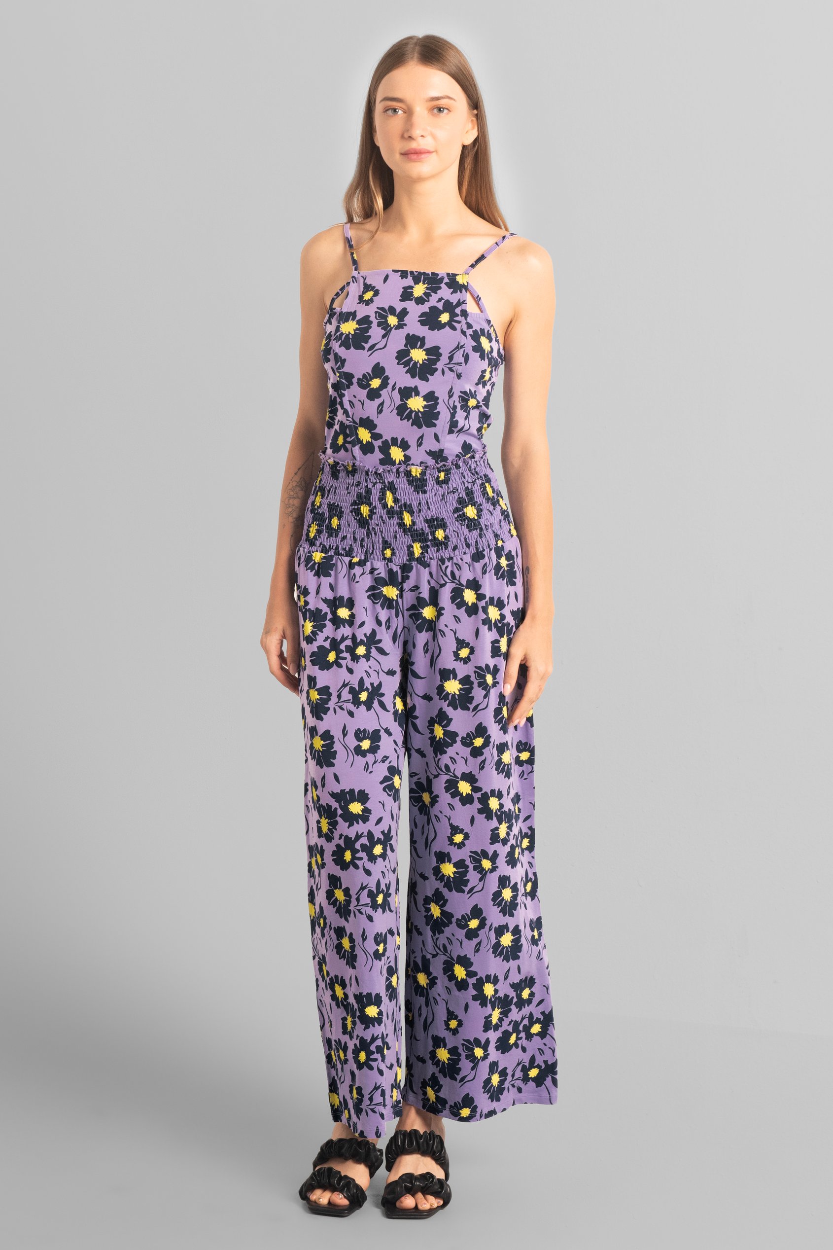 Smocked Waist Floral Printed Jumpsuit
