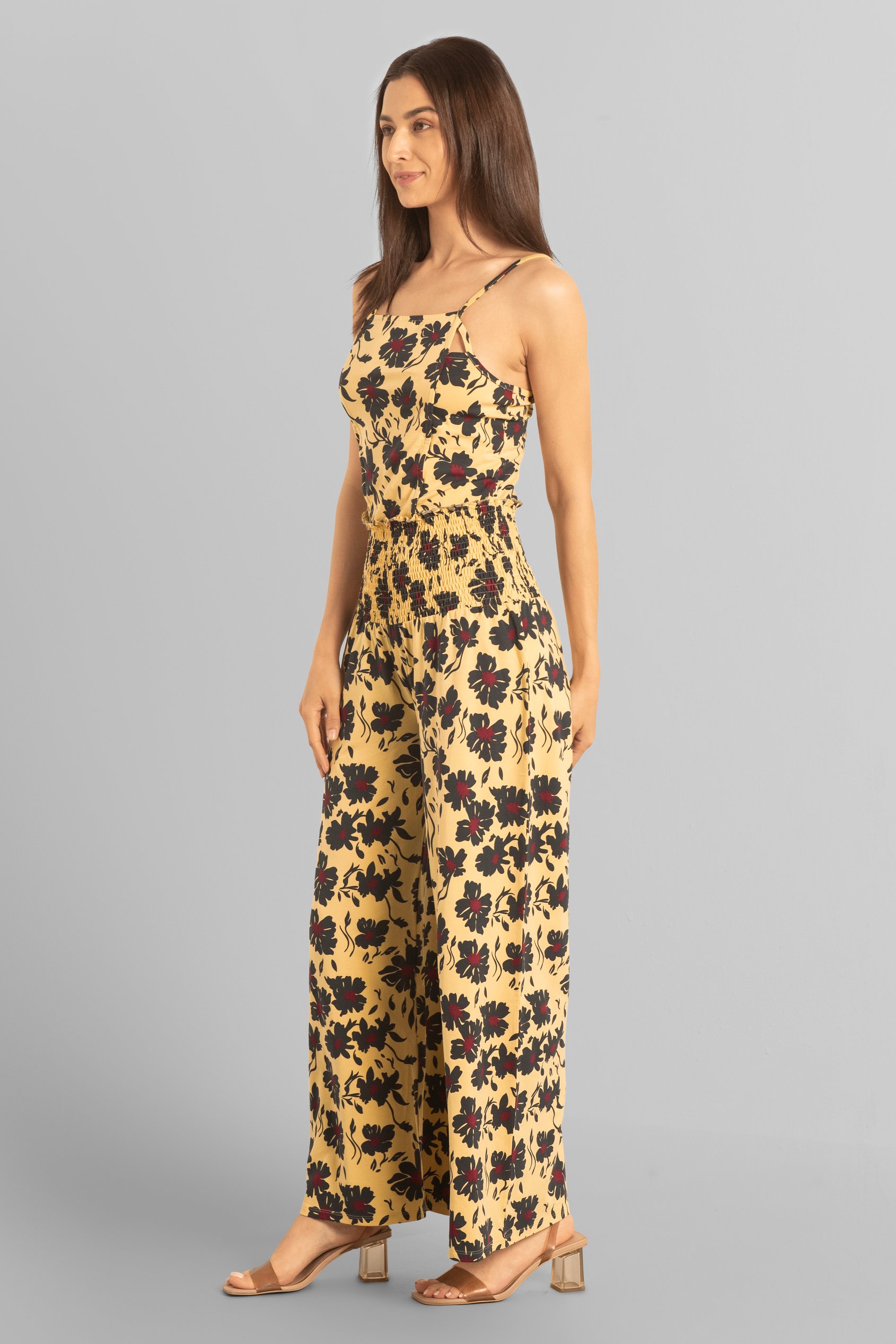 Smocked Waist Floral Printed Jumpsuit