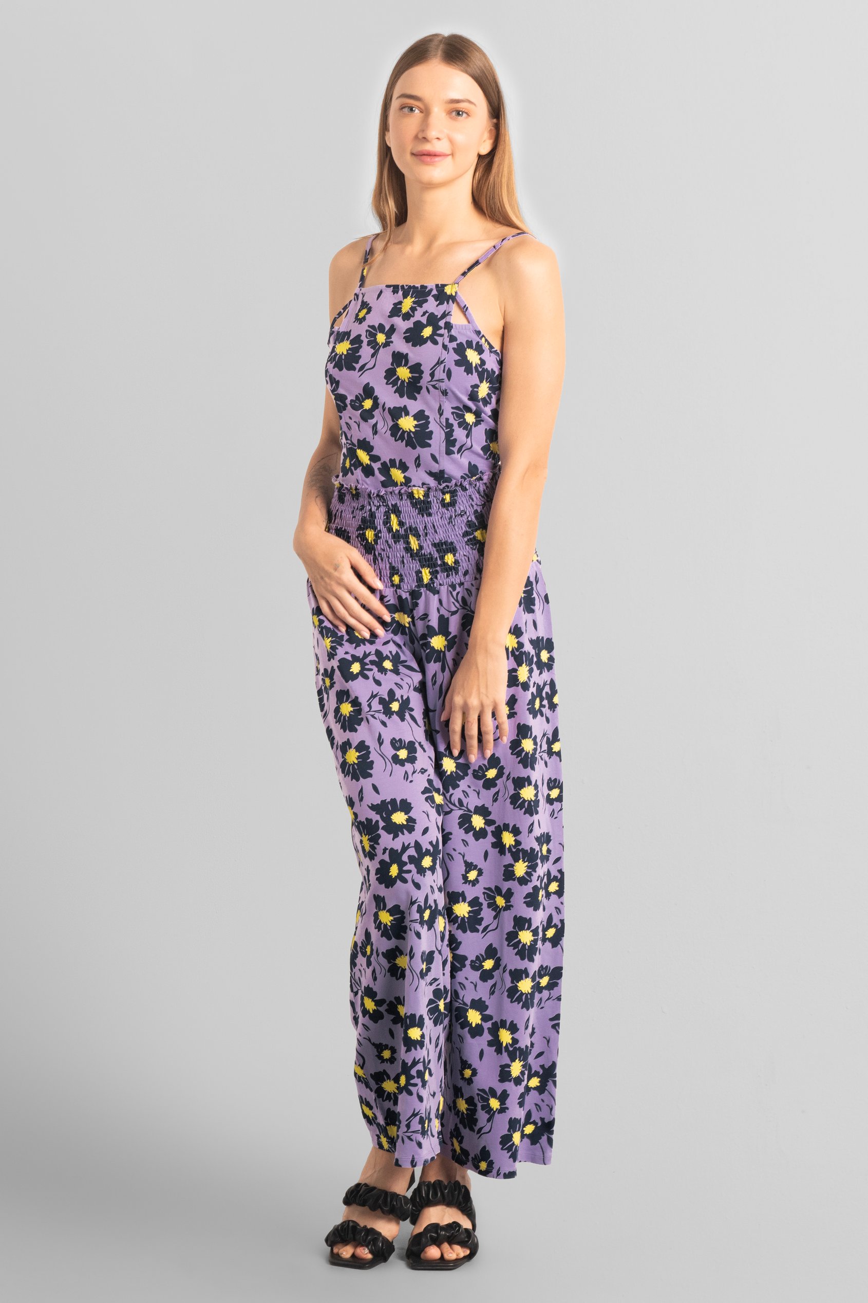 Smocked Waist Floral Printed Jumpsuit