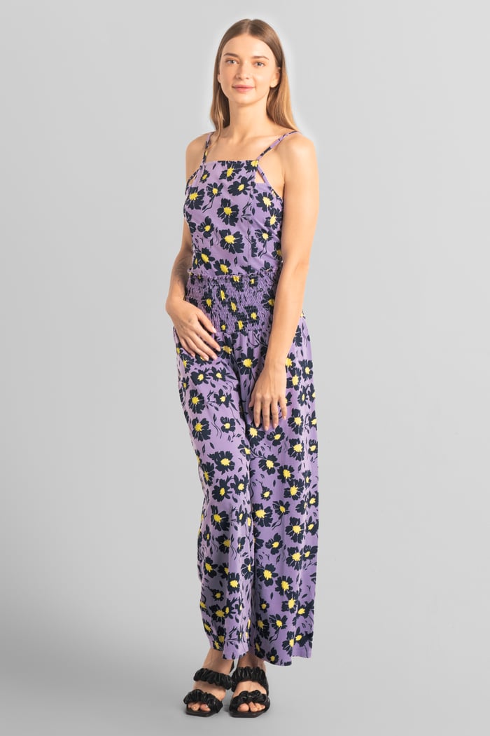 Smocked Waist Floral Printed Jumpsuit