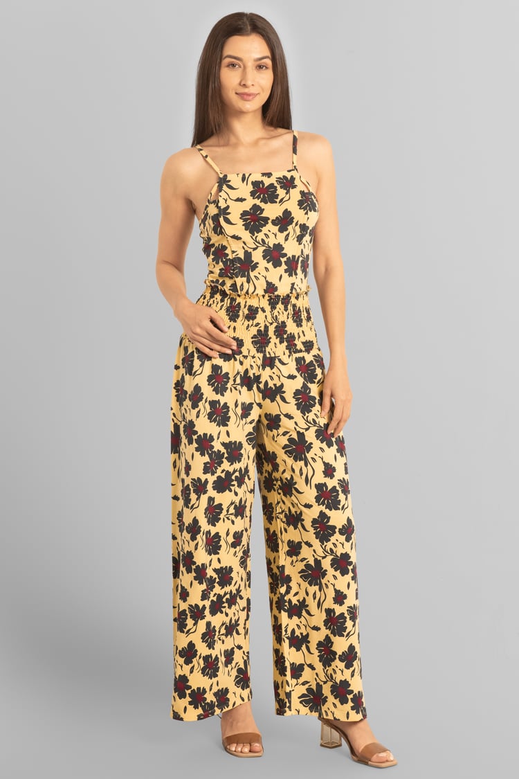Smocked Waist Floral Printed Jumpsuit