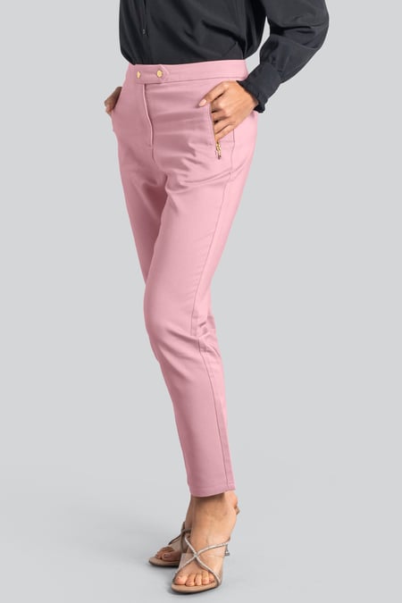 Pink Stretch Slim Side Zip Pocket Trouser