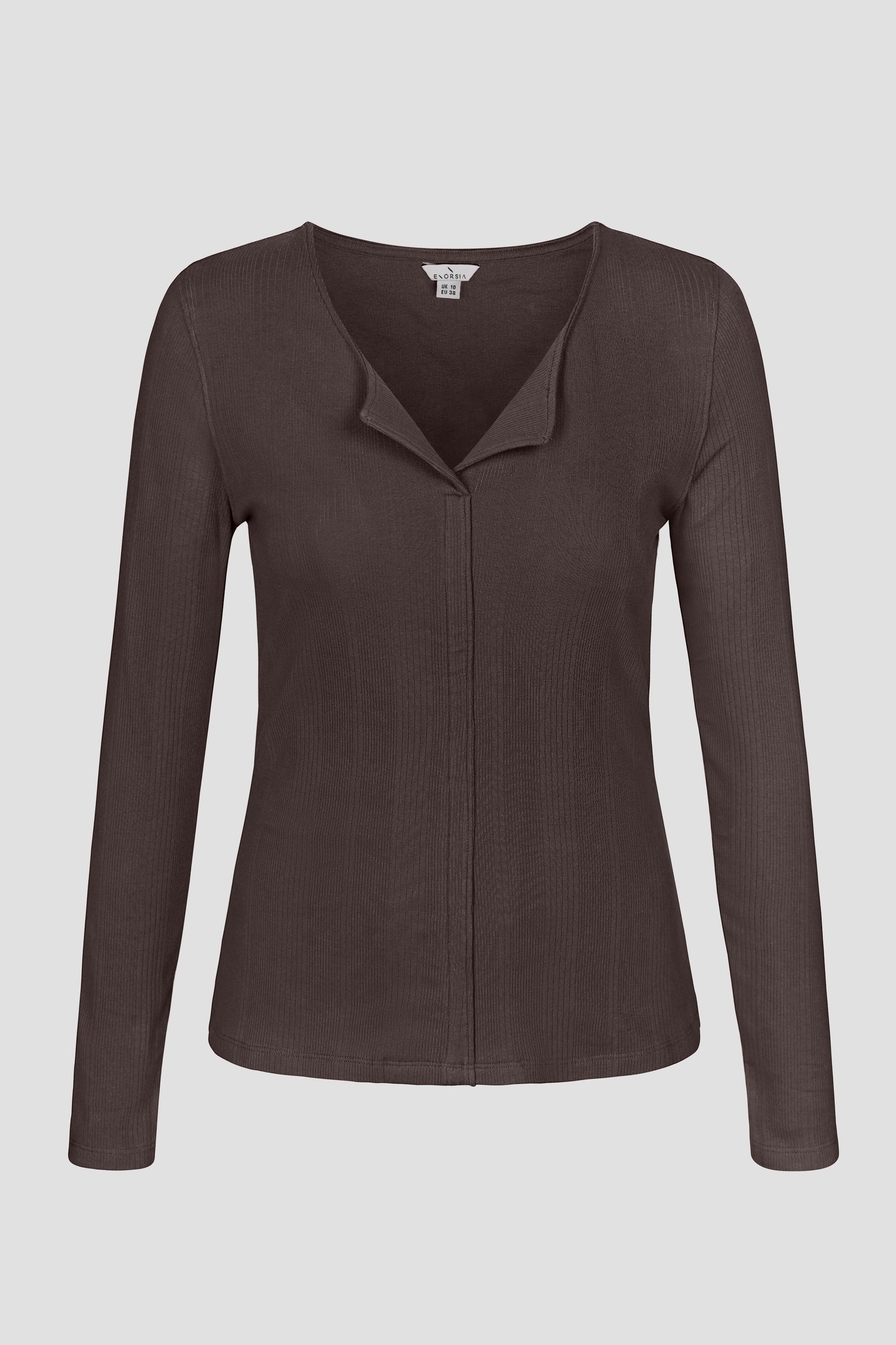 Scoop Neckline Long Sleeve Ribbed Top