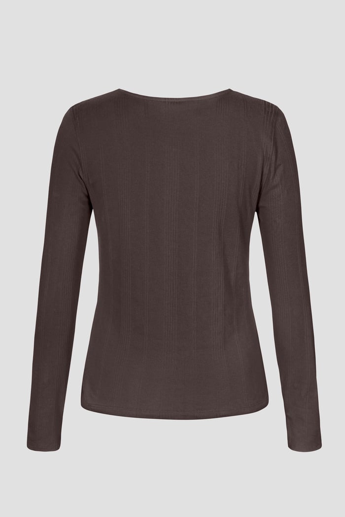 Scoop Neckline Long Sleeve Ribbed Top
