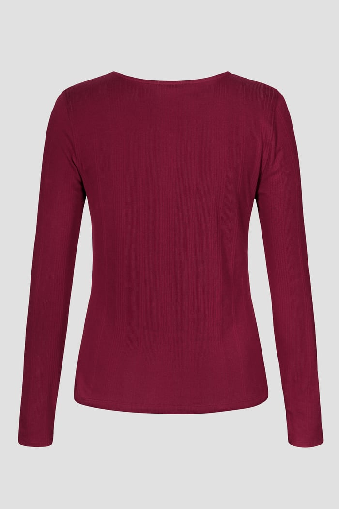 Scoop Neckline Long Sleeve Ribbed Top
