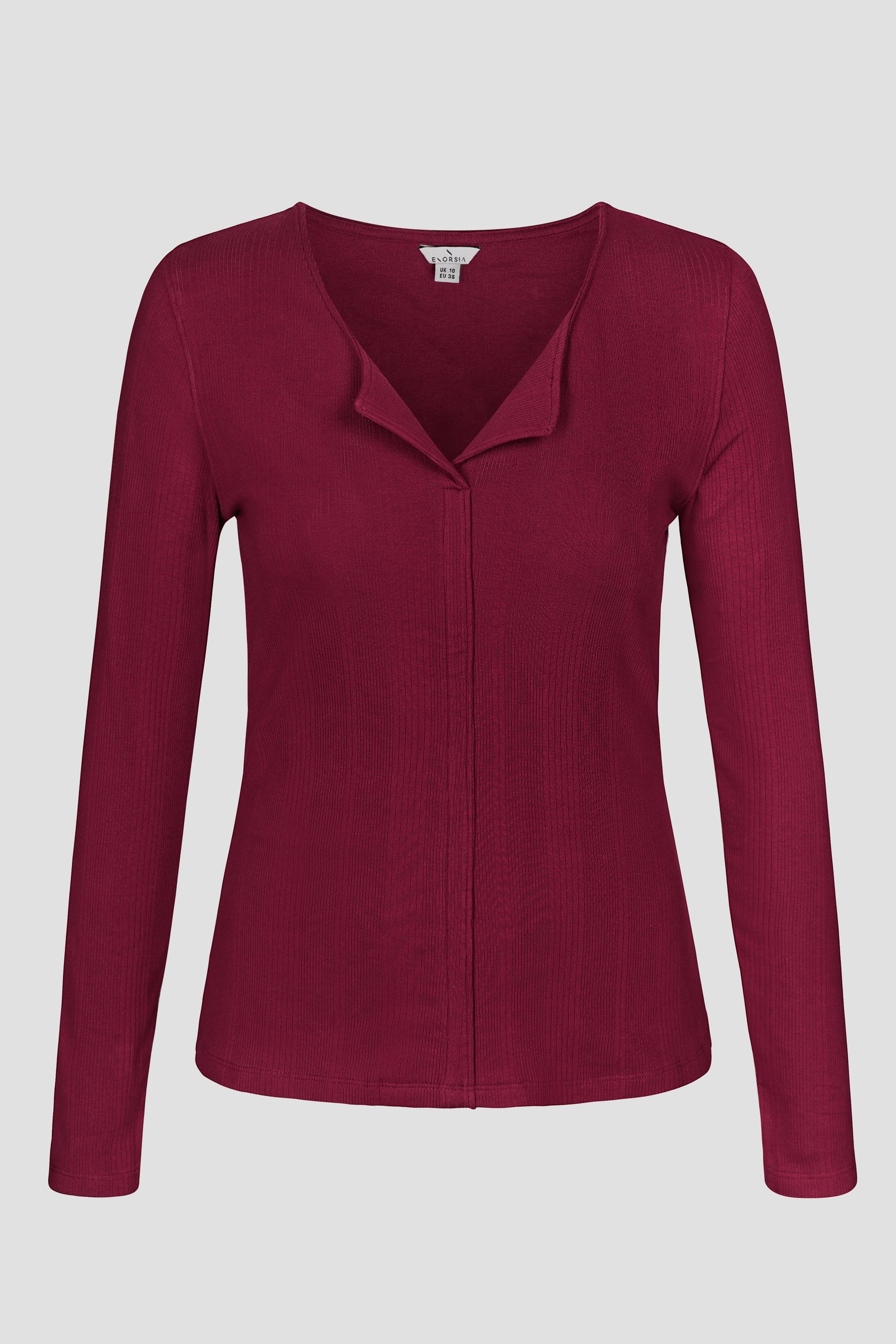 Scoop Neckline Long Sleeve Ribbed Top