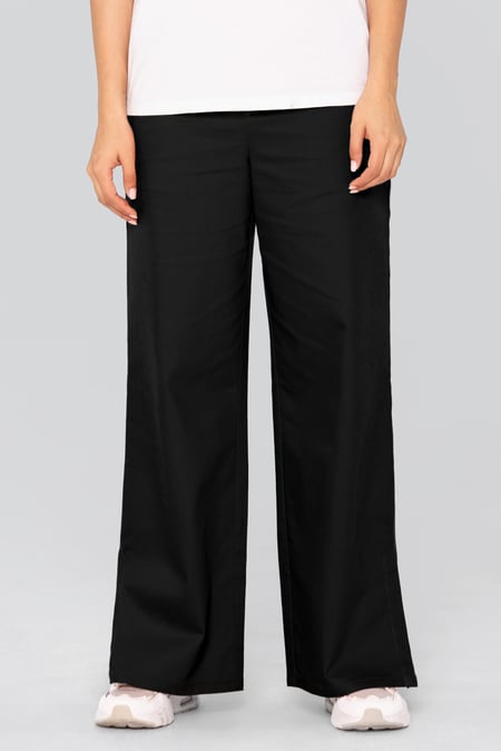 Black Wide Leg Split Hem Trousers
