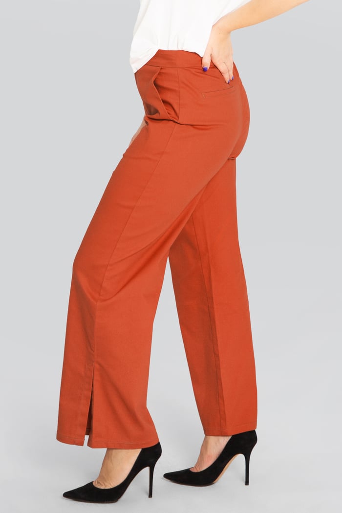 Wide Leg Split Hem Trousers