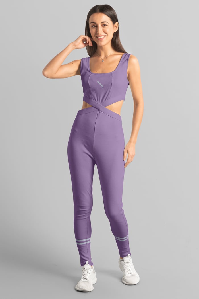 Reflective Print Bodycon Active Jumpsuit