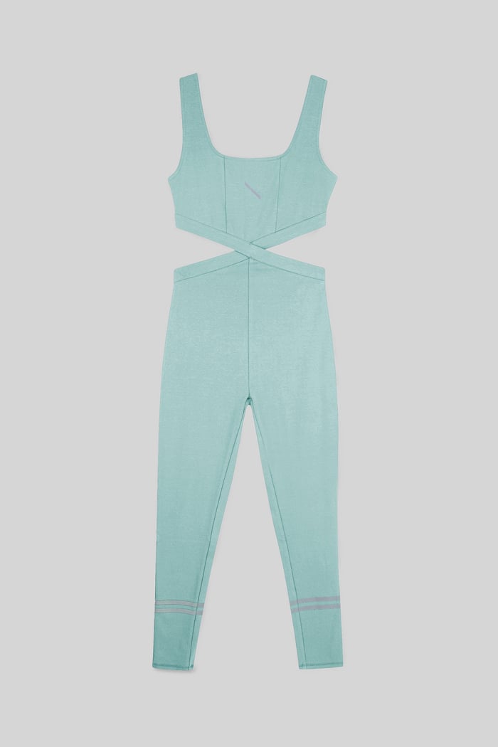 Reflective Print Bodycon Active Jumpsuit