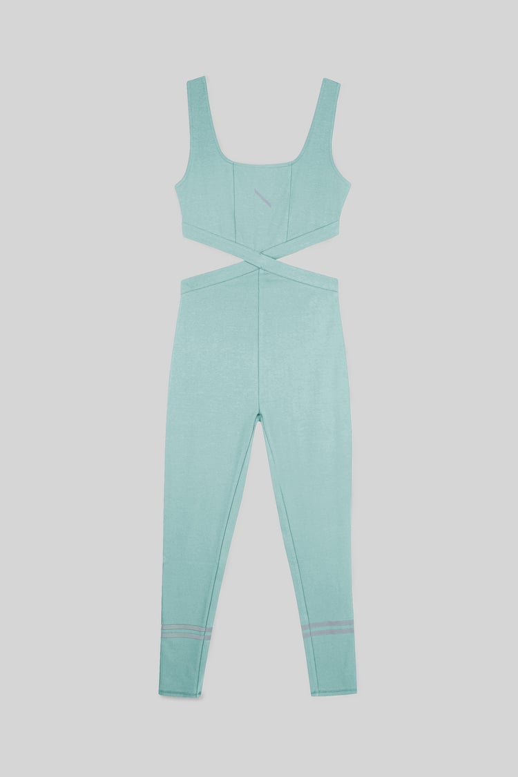 Reflective Print Bodycon Active Jumpsuit