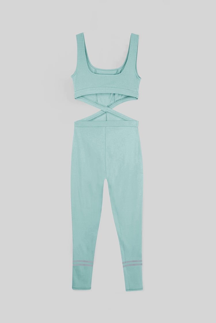 Reflective Print Bodycon Active Jumpsuit