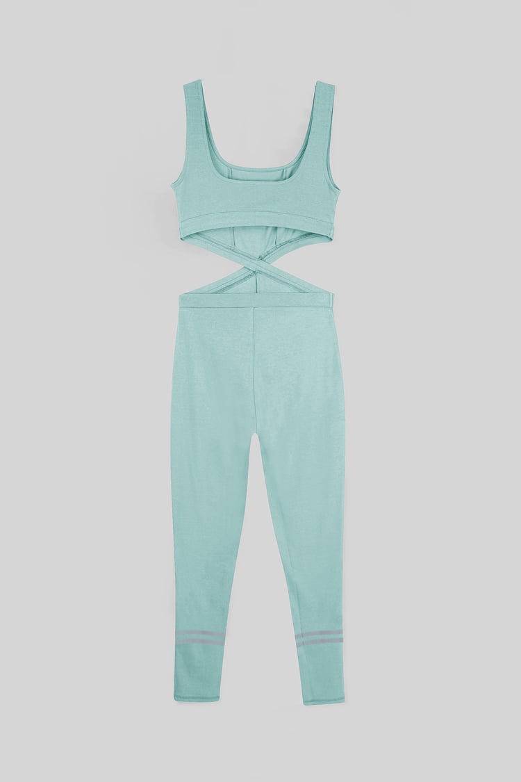 Reflective Print Bodycon Active Jumpsuit