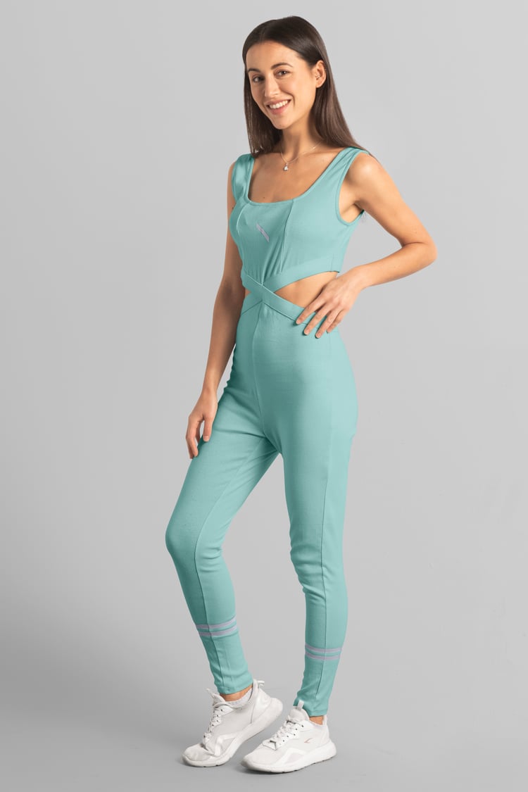 Reflective Print Bodycon Active Jumpsuit