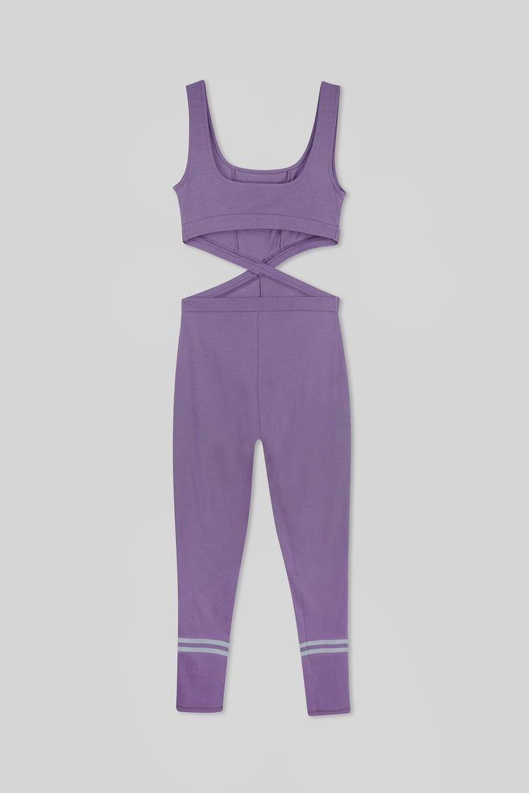 Reflective Print Bodycon Active Jumpsuit